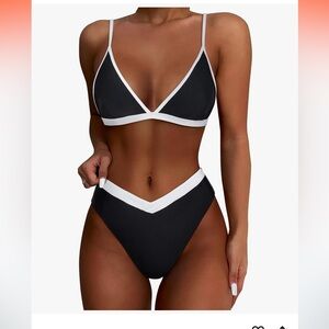 Black and White Women's Bikini Set